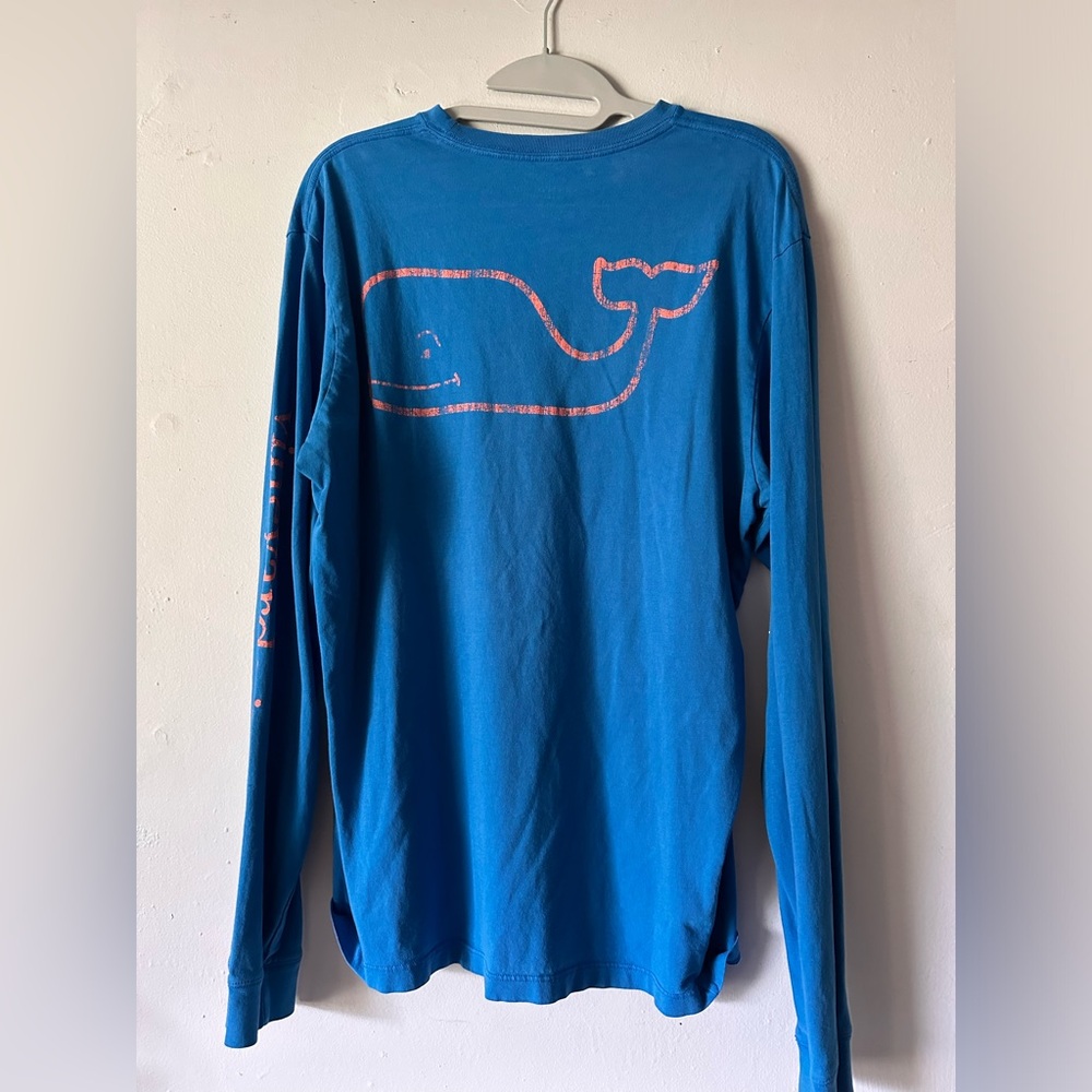 Vineyard Vines Lomg Sleeve T-shirt Blue with Pink Whale